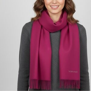 Versace pink fringe scarf made in Italy